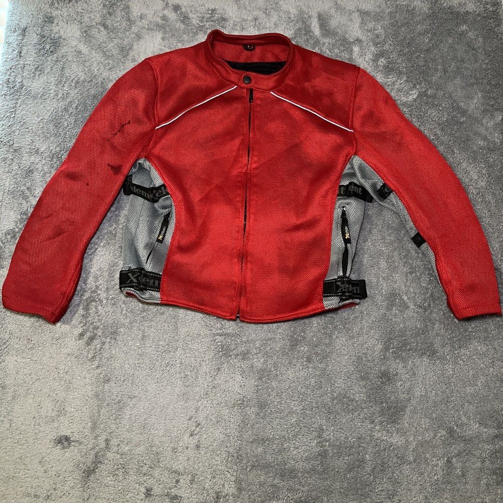 Xelememt Advanced Motorcycle Gear Red Men's Jacket Sz Large W/ Backpad